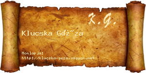 Klucska Géza névjegykártya